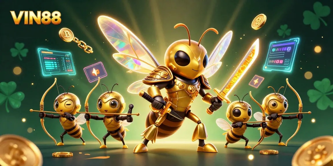 Experience the ultimate thrill with VIN88's giant hornet warrior game illustration highlighting epic gambling action.
