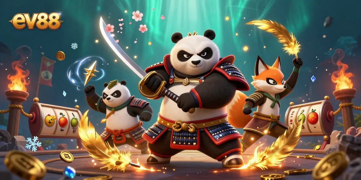 Experience the thrill of ev88 with a vibrant 3D casino scene featuring dynamic characters and game elements.