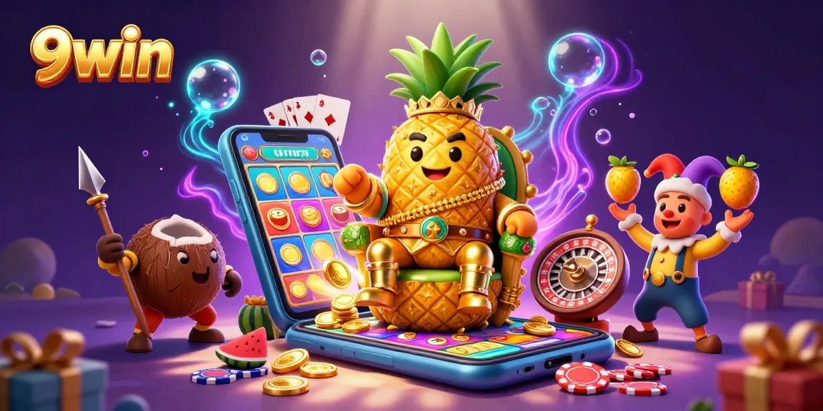 Experience thrilling gaming action with the vibrant 9win pineapple king and casino elements.
