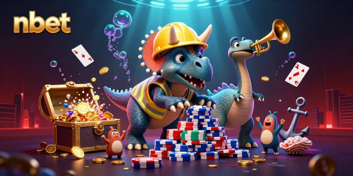 Experience the thrill of nbet gaming with vibrant casino-themed characters celebrating wins.