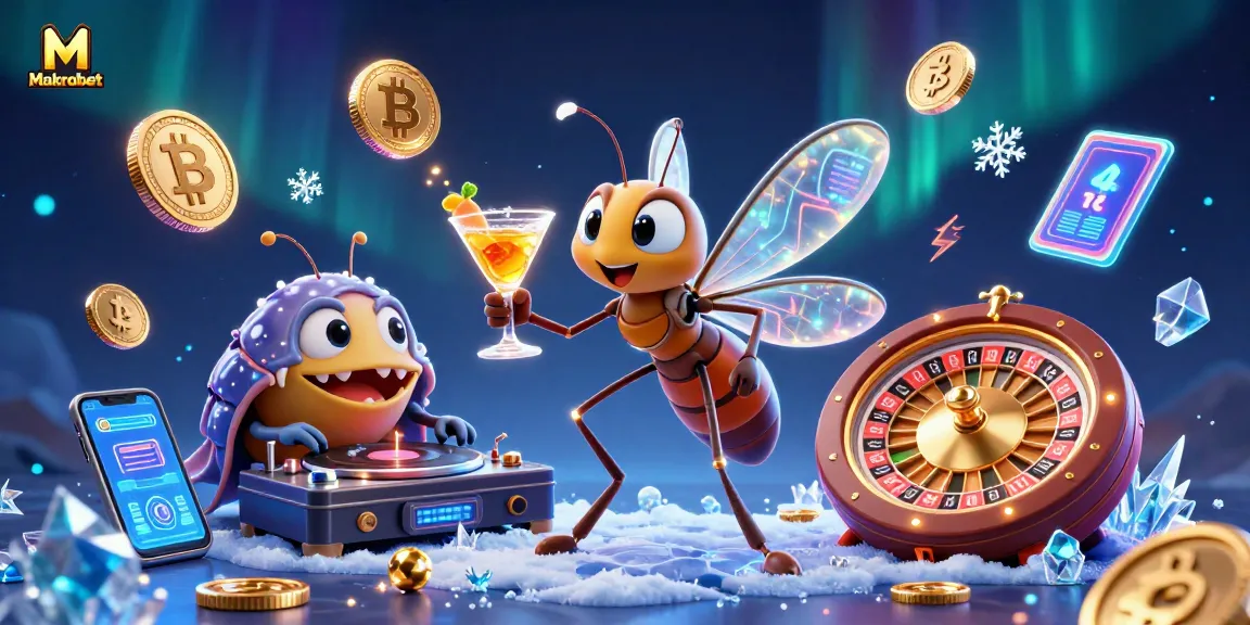 Experience the vibrant Makrobet casino world with dynamic characters and glowing crypto elements!