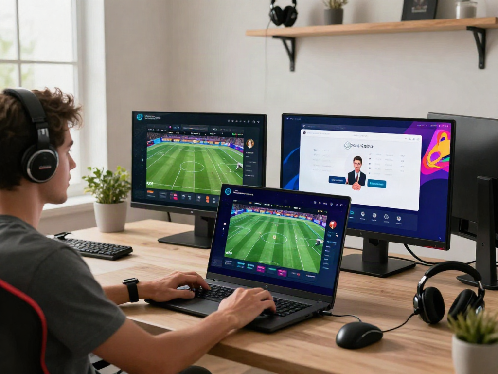 Engaged player using SKY88 for online betting in a vibrant gaming environment.