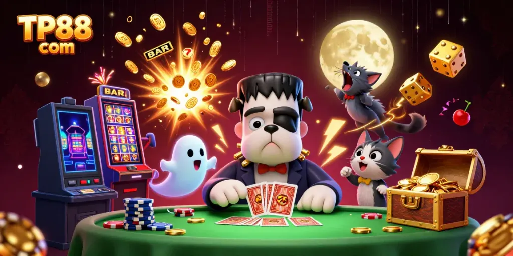 Experience high-stakes gaming with TP88 com's thrilling 3D casino adventure featuring unique characters.