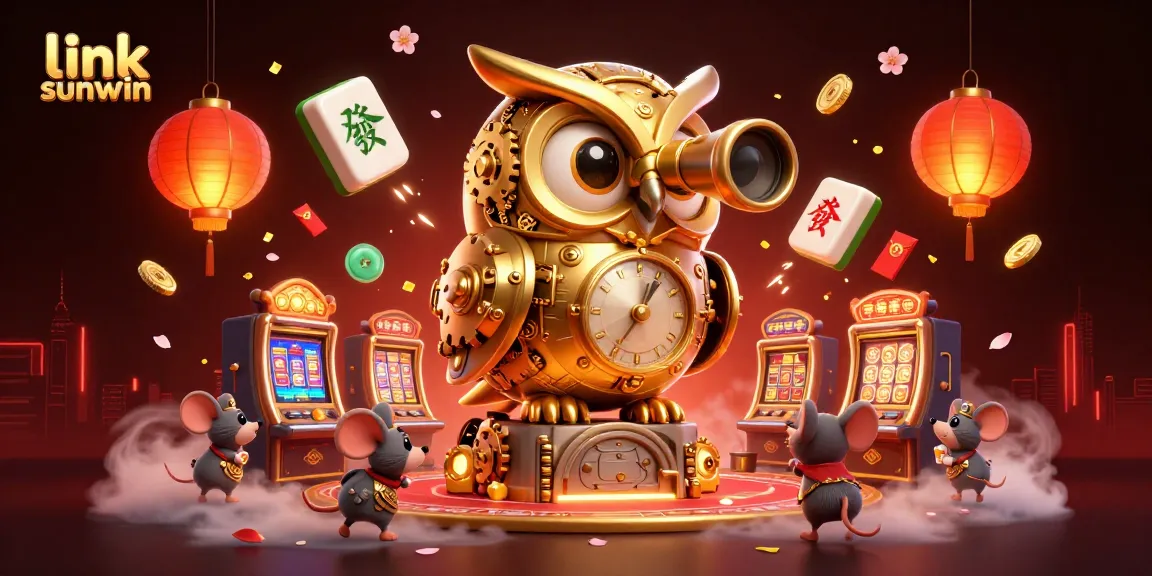 Engage in thrilling experiences at link sunwin with a whimsical owl overseeing vibrant casino action.