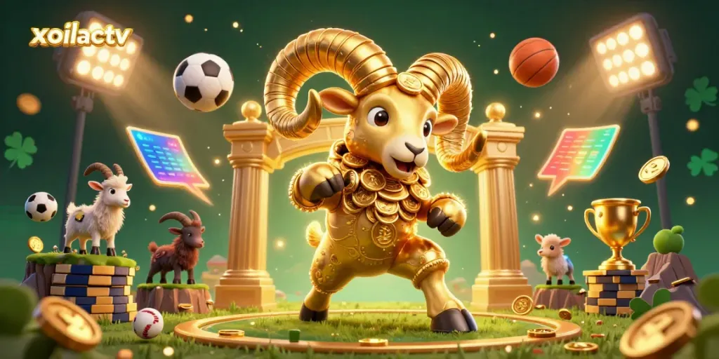Experience dynamic sports betting action with xoilactv in this vibrant, detailed 3D scene.