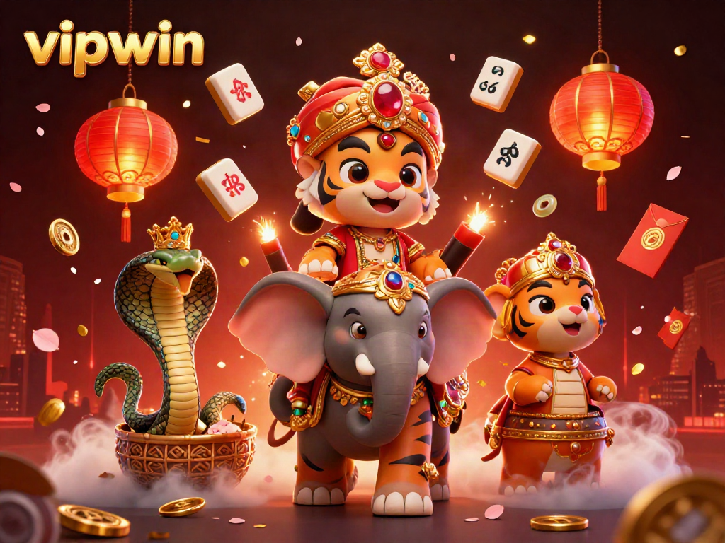 Experience excitement in vipwin's 3D cartoon casino world with a majestic maharaja and glowing treasures.