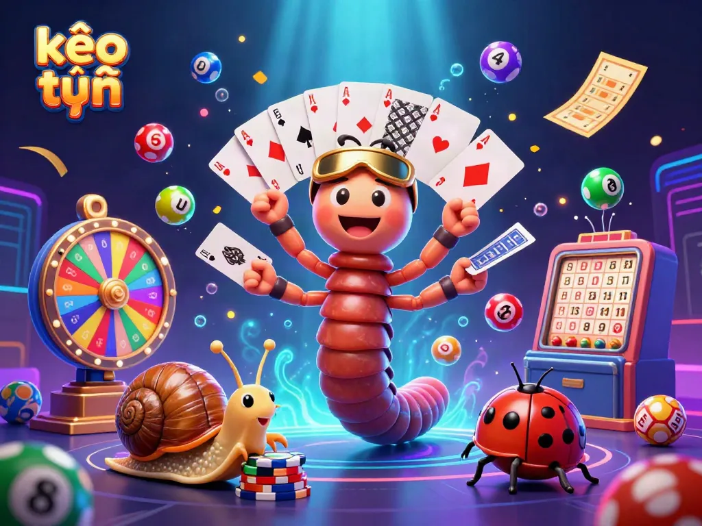 Experience the excitement of "kèo trực tuyến" with a whimsical dealer and engaging game elements in a vibrant casino atmosphere.