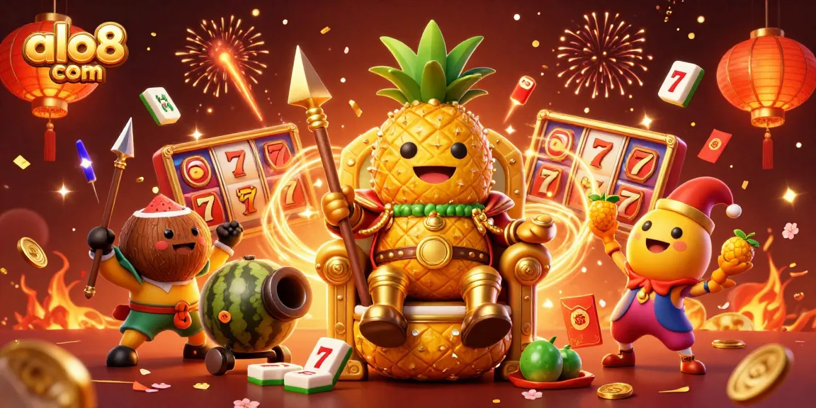 Experience thrilling gameplay at alo8 com with a 3D casino scene celebrating the excitement of slots.