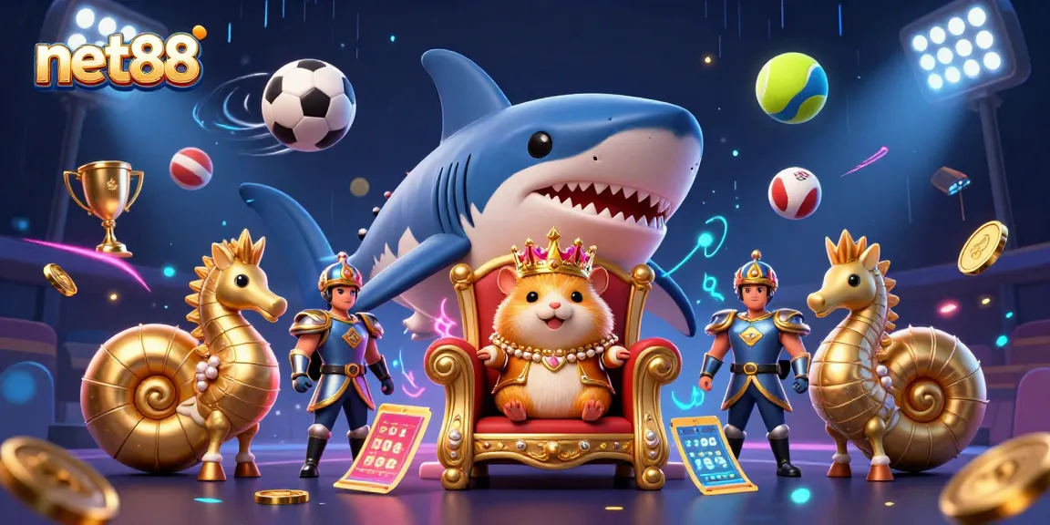 Experience thrilling gameplay with net88's dynamic casino scene featuring a golden hamster king.