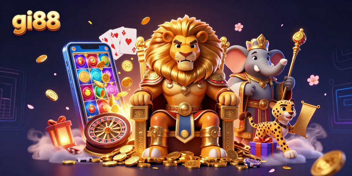 Experience thrilling adventures at gi88 casino with a lion king, elephant advisor, and cheetah messenger.