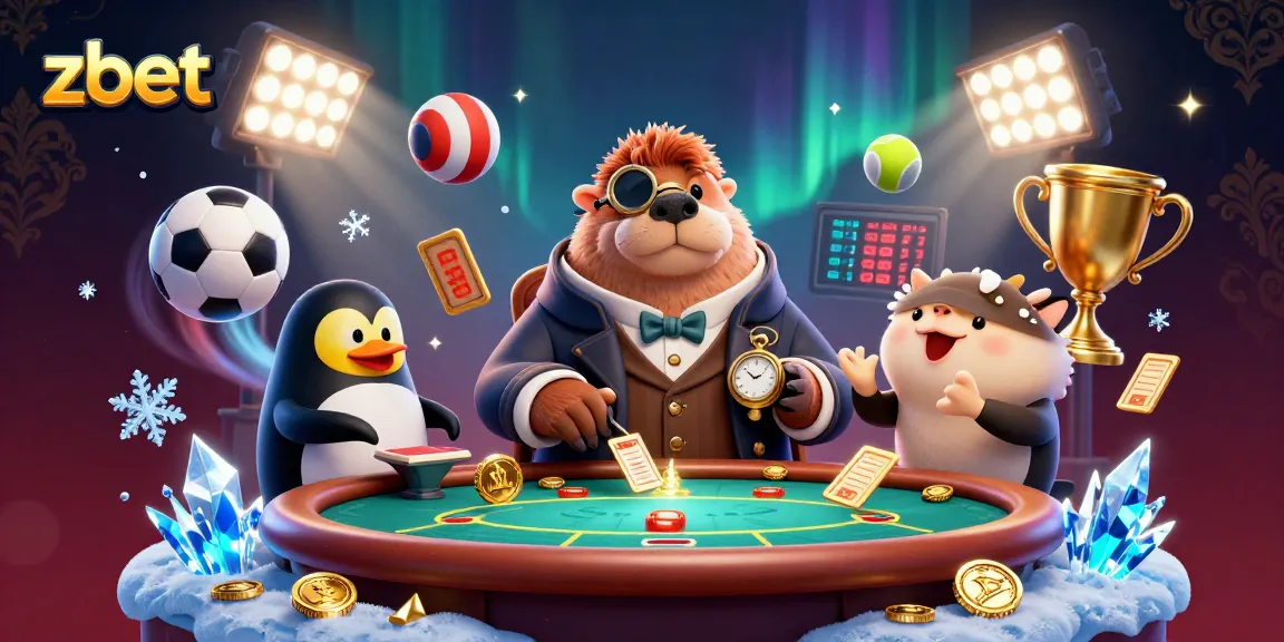 Engage with a lively zbet underwater poker scene featuring a walrus, penguin dealer, and pufferfish player.