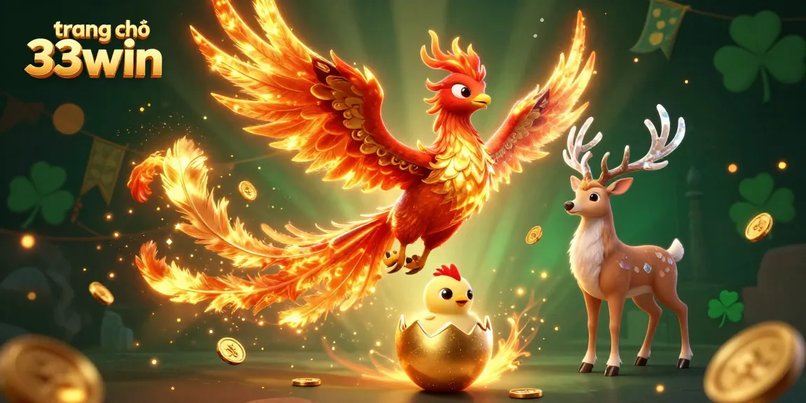 Engage with exciting games at trang chủ 33win, featuring dynamic phoenix and stag in a vibrant casino atmosphere.