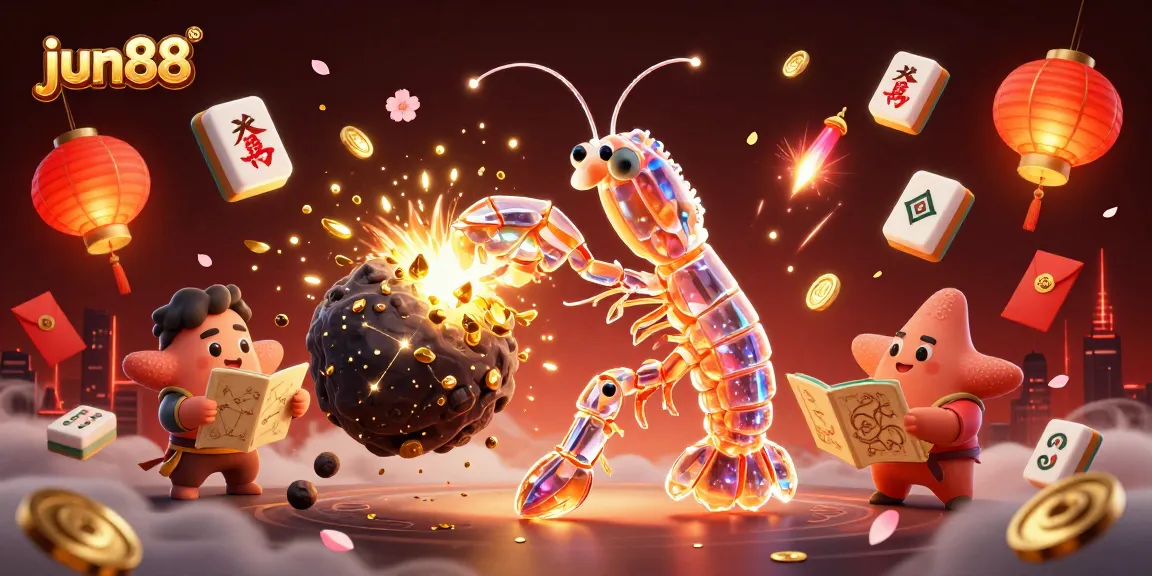 Experience excitement with jun88 as the galactic samurai mantis shrimp battles for treasures amid dazzling casino symbols.